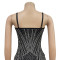 Fashionable women's solid color sexy mesh hot diamond strap dress