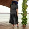 Fashion women's solid color bubble sleeve imitation silk jumpsuit