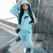 Fashion plus size padded thickened hooded sweater pants sports suit