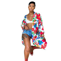 Sexy top, light and thin sun protection clothing, loose printed jacket