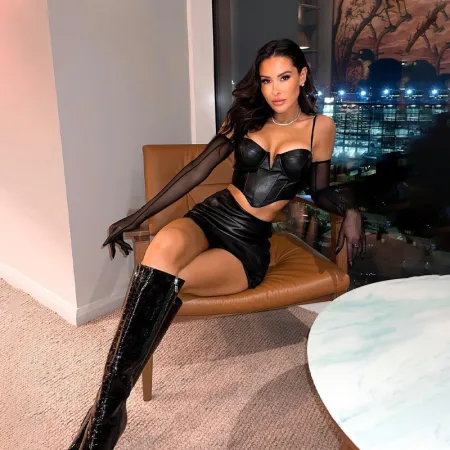 Fashion PU Leather Sling Breastplate Sexy Small Vest Package Hip Short Skirt Set