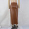 Fashion Solid Color PU High Waist Pleated Split Half-body Skirt