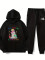 Fashion cartoon letters printing hooded sweater casual sports two-piece set
