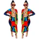 Fashionable and sexy slim fit printed open chest dress