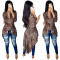 Fashion women's leopard print slim fit cardigan autumn dress