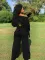 Fashionable casual and personalized slanted shoulder sports set