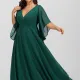 Fashion Large Size V-neck Solid Color Dress Slim Dresses