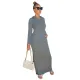 New solid color long sleeved hooded slim fit dress