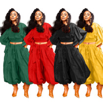 Short sleeved lantern pants fashion set