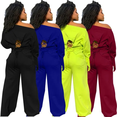 Fashionable casual and personalized slanted shoulder sports set