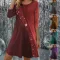 Fashion Round Neck Printed Plus Size Dresses