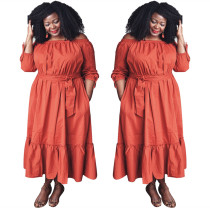 Autumn and winter one shoulder loose fitting dress with belt