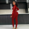 Hot selling solid color patchwork sexy perspective slim fit jumpsuit
