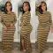 Sexy Split Threaded Stripe Dress