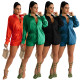 Hot selling simulation silk casual home shirt collar solid color set