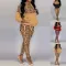 Fashion Plus Size Long Sleeve Zipper Fashion Print Two Piece Set