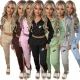 Fashion Padded Sweatshirt Printed Hooded Athletic Casual Set