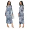Sexy Slim Cowboy Pattern Printed Hip Wrap Long Dresses
