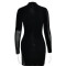 Sexy round neck long sleeve see-through splicing dress