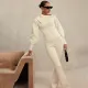 Sexy Trendy Hooded Long Sleeve Straight Leg Pants Knit Set