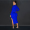 Fashion Solid Color Long Sleeve Neckline Leakage Dress Two Piece Set