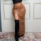 PU high slit irregular back center invisible zipper skirt