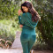 Fashion Sexy Long Sleeve Lace Splicing Hooded Top Straight Leg Pants Set