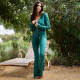 Fashion Sexy Long Sleeve Lace Splicing Hooded Top Straight Leg Pants Set