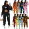 Velvet hoodie hooded sports casual set (three piece set)