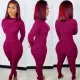 Fashionable Half High Neck Long Sleeve Long Pants Casual Suit
