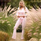 Fashion Sexy Long Sleeve Lace Splicing Hooded Top Straight Leg Pants Set