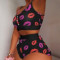 Fashionable printed suspender two-piece set of cool and slim fitting sweet home clothing   8 COLORS
