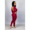 Fashion Long Sleeve Solid Color Tight Backless Sexy Jumpsuit