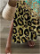 Leopard Gradient Fashion Street Split Digital Print Short Sleeve V-Neck Dresses