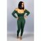 Fashion Long Sleeve Solid Color Tight Backless Sexy Jumpsuit