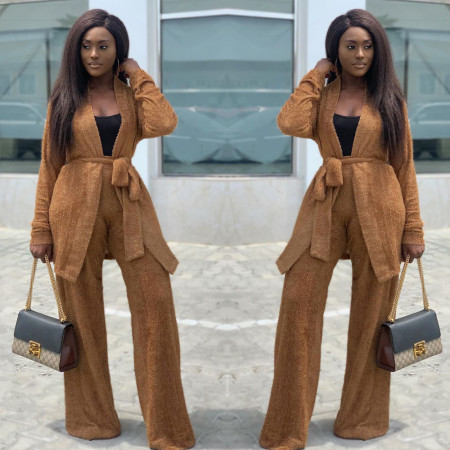 Fashion Teddy Fur Coat Plush Pants Set