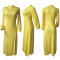 Fashion Round Neck Polka Dot Long Sleeve High Split Midi Dresses