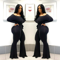 Sexy Slim Strapless Solid Color Jumpsuit with Belt
