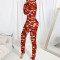 Fashion Printed Cartoon Elements Pajamas Open Jumpsuit