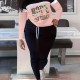 Fashion Large Size Leopard Print High Neck Loose Athletic Long Sleeve Long Pants Set