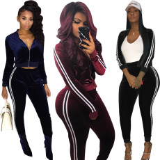 Fashion casual personality gold velvet sports suit