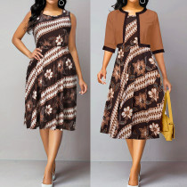 Fashion Plus Size Sexy Vest Dress Cardigan Set