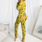 Fashion Printed Cartoon Elements Pajamas Open Jumpsuit