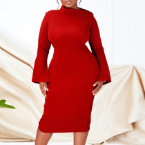 Fashion Large Size Irregular Slant Neck Slim Dresses