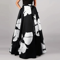 Fashion Plus Size Printed High Waist Half Bust Skirt
