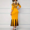 Fashion Large Size Slim Printed Fishtail Long Skirt