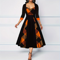 Stylish Plus Size Big Swing Elegant Dress