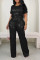 Fashion Short Sleeve Sequins Casual Two Piece Set