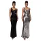 Sexy Dresses Metallic Pressure Pleated Backless Long Dresses
