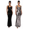 Sexy Dresses Metallic Pressure Pleated Backless Long Dresses